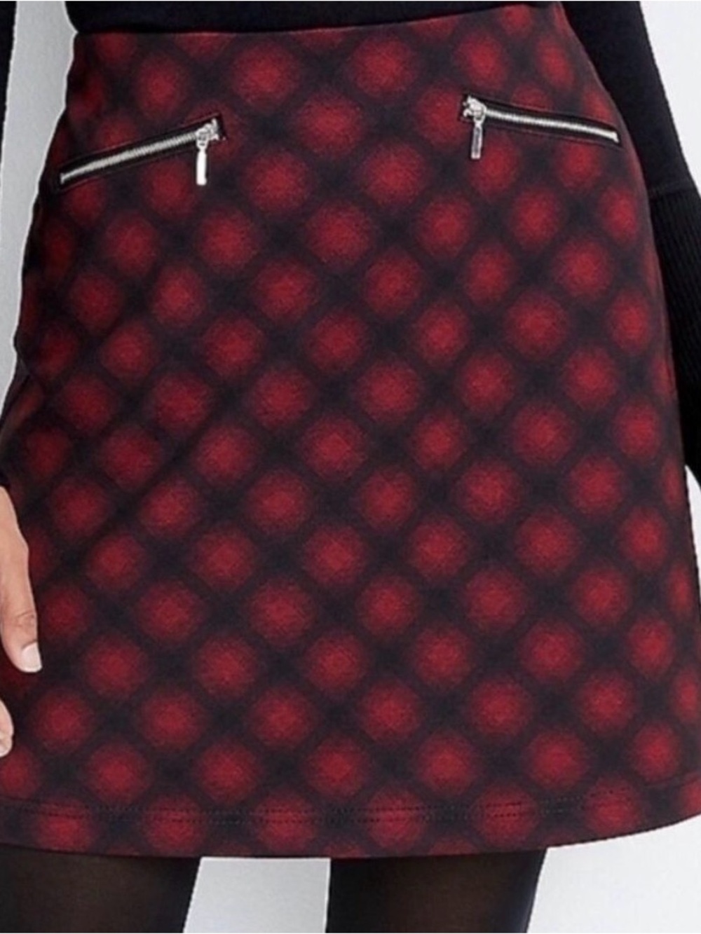 Maurices Red and Black Patterned Mini Skirt 24W